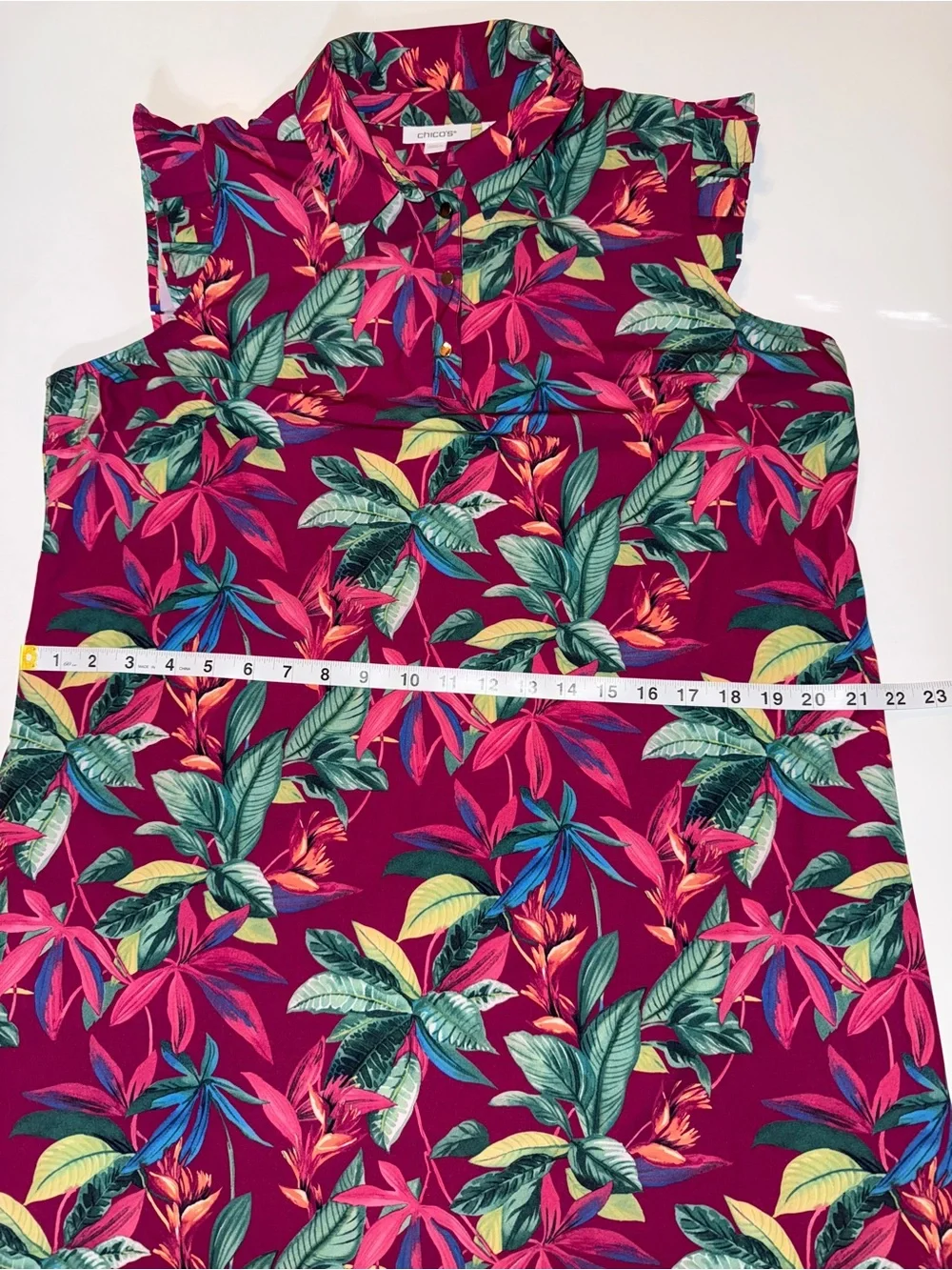 Chico's Zenergy Tropical Print Sleeveless Bungee Dress Size 2 Large EUC - Picture 7 of 8